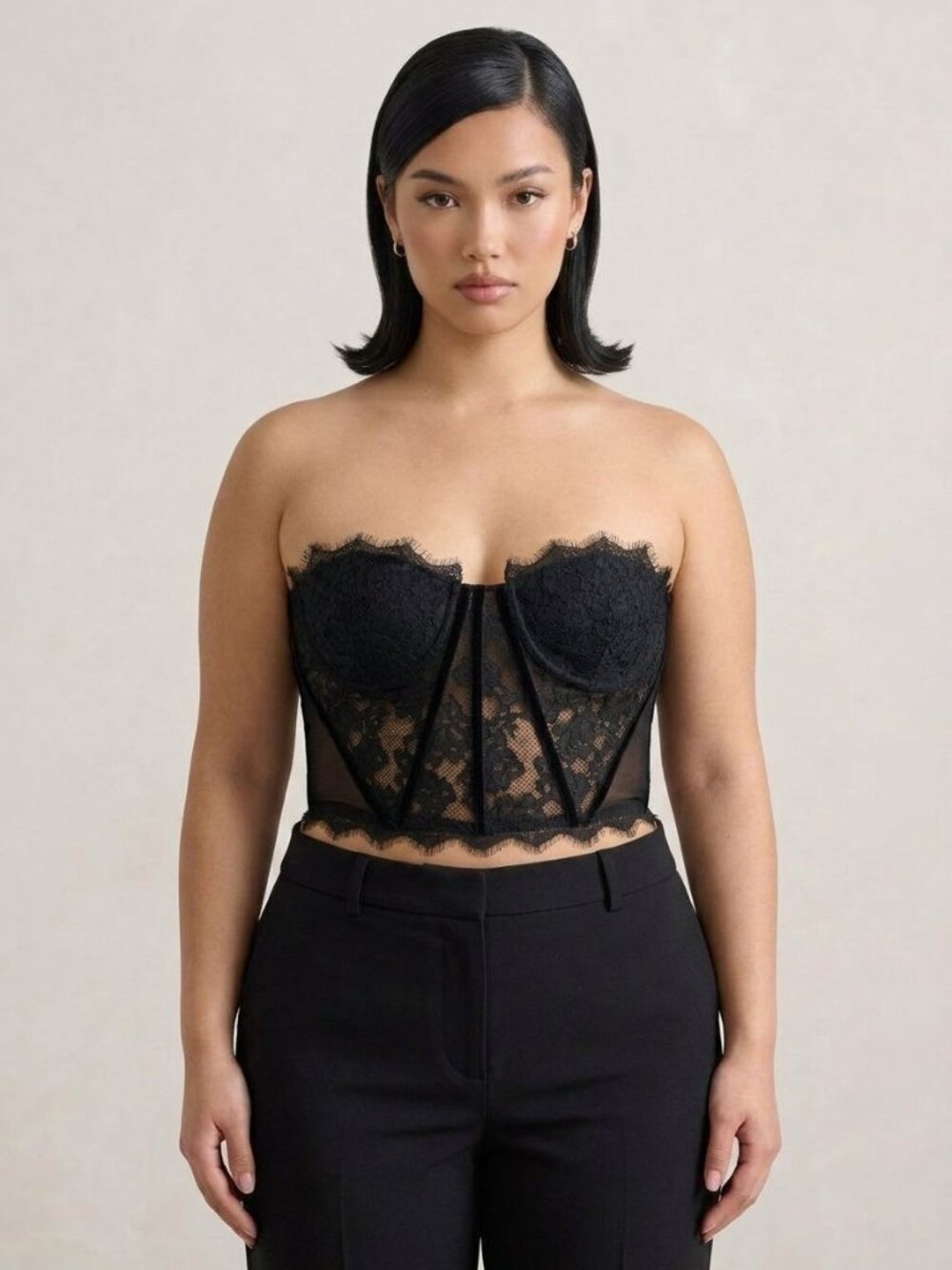 4th & Reckless x Elsa Hosk Candice Corset Black Lace Bustier Top UK 14 NWT